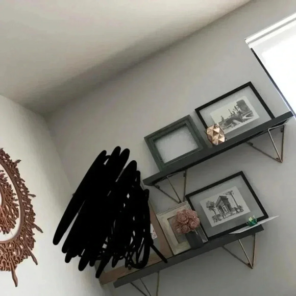 Grey and Rose Gold Bracket Floating Shelves